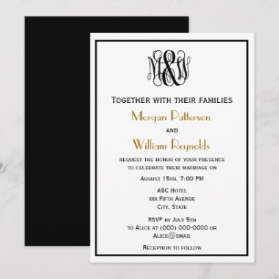 Convites Casamento de Monograma B&G DIY BG de Script de Vin