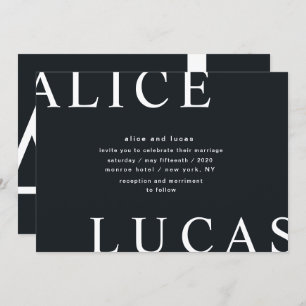 Convites Casamento de Monograma Branco de Esquema Ultra Mod