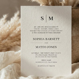 Convites Casamento de Monograma Clássico bege