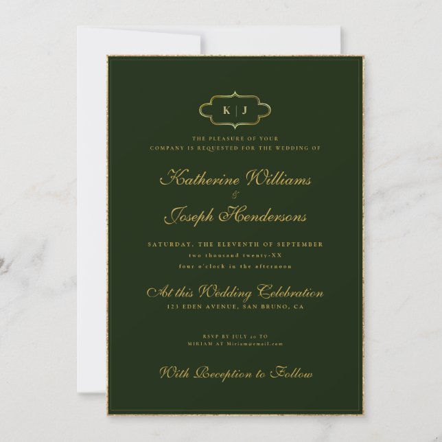 CONVITES CASAMENTO DE MONOGRAMA CLÁSSICO E CALLIGRÁFICO ROM (Frente)