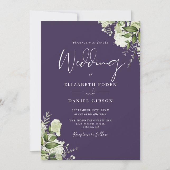 Convites Casamento de Monograma com Folhas de Verdejante Ro (Frente)