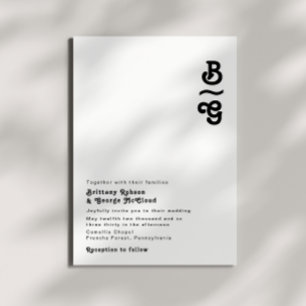 Convites Casamento de Monograma com Letra Retroativa Modern