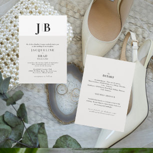 Convites Casamento de Monograma Contemporâneo Bege