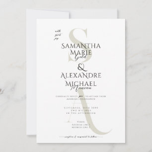 Convites Casamento de Monograma Contemporâneo de Script Pre