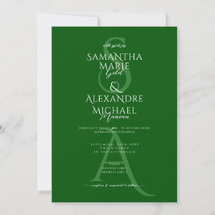 Convites Casamento de Monograma Contemporâneo de Script Ver