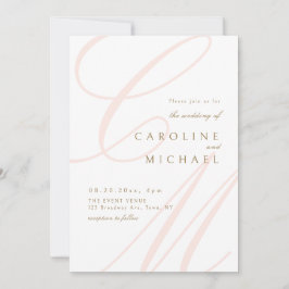 Convites Casamento de monograma da caligrafia clássica cor-