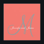 Convites Casamento de Monograma da Cinza de Coral do Caso E<br><div class="desc">Convite Elegante para Monograma Design por Elke Clarke ©2008. Personalize com seu monograma,  nomes e cores de casamento. Adicione todas as suas informações de casamento na parte traseira do cartão usando os prompts de menu fáceis de usar do Zazzle. Vem com o envelope branco do vazio.</div>