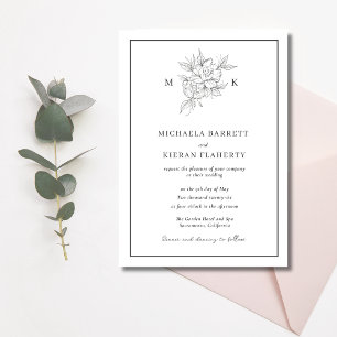 Convites Casamento de Monograma da Flor Botânica