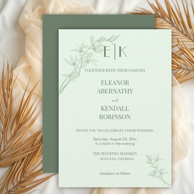 Convites Casamento de Monograma da Flor do eterno (Criador carregado)