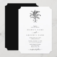 Casamento de Monograma de Árvore Tropical Minimali