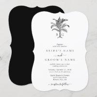 Casamento de Monograma de Árvore Tropical Minimali