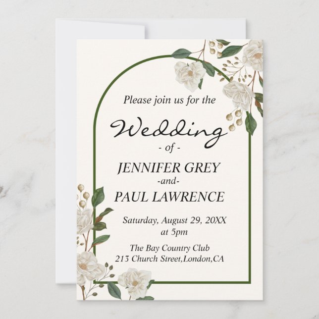 Convites Casamento de Monograma de Caligrafia Elegante (Frente)