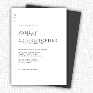 Convites Casamento de Monograma de Chapa Escura Empilhada