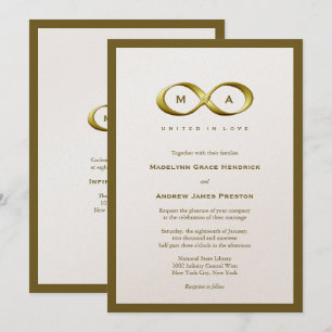 Convites Casamento de Monograma de Cláusula Infinita Doura