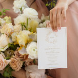 Convites Casamento de Monograma de Folha Dourada Moderna<br><div class="desc">Estamos adorando este convite de casamento de ouro moderno e modesto! Simples, elegante e tão bonito, ele apresenta uma coroa desenhada à mão rodeando um monograma moderno de casamento. É personalizado em tipografia elegante, e acentuado com caligrafia manuscrita. Por último, é cortado num quadro delicado. Pacote de exibição aqui: https://www.zazzle.com/collections/gold_leafy_crest_monogram_wedding-119668631605460589...</div>