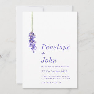 Convites Casamento de Monograma de Lavanda em Aquarela Mini