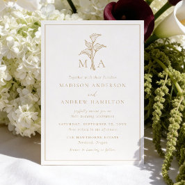 Convites Casamento de Monograma de Lírio de Calla Dourado C