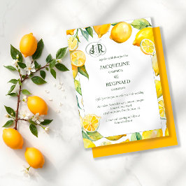 Convites Casamento de Monograma de Molho Moderno de Lemon C