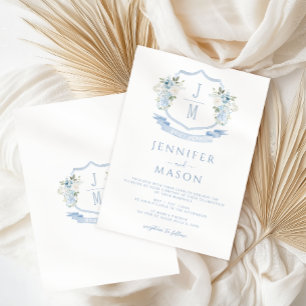 Convites Casamento de Monograma de Paixão Floral Azul Claro