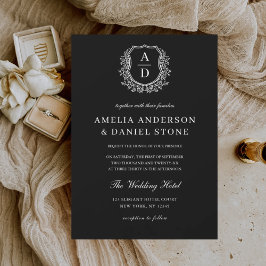 Convites Casamento de Monograma de Peste Floral Moderna