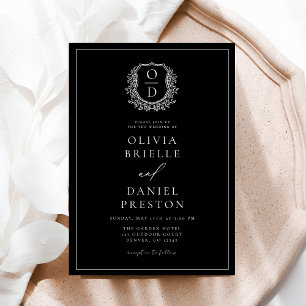 Convites Casamento de Monograma de Peste Floral Moderna