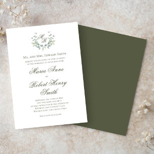 Convites Casamento de Monograma de Script de Caligrafia Ver