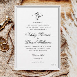 Convites Casamento de Monograma de Script Formal Clássico E