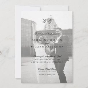 Convites Casamento de Monograma de Script Minimalista Moder