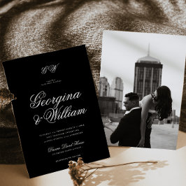 Convites Casamento de Monograma de Script Minimalista Moder