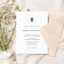Casamento de Monograma de Script Moderno Branco