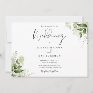 Convites Casamento de Monograma de Vegetação Botânica Elega