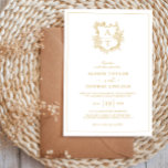 Convites Casamento de Monograma Dourado de Crest Formal<br><div class="desc">Monograma faux monograma da crista original e elegante convite para casamento.</div>