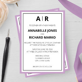 Convites Casamento de Monograma Elegante Moderno