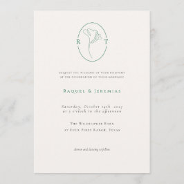 Convites Casamento de Monograma Esmeralda Botânico Elegante