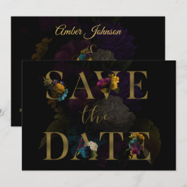 Convites Casamento De Monograma Floral Escuro Salva A Data