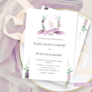 Convites Casamento de Monograma Floral Pastel Pastel Púrpur