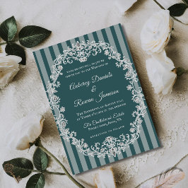 Convites Casamento de Monograma Floral Vintage Romântico
