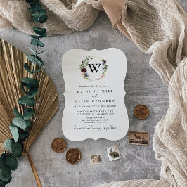 Convites Casamento de Monograma Geométrico Dourado Burgundy