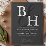 Convites Casamento de Monograma Minimalista da cinza<br><div class="desc">Convide convidados para o seu próximo casamento com esta Cinza, Convite de Casamento de Monograma Minimalista. O design de convite apresenta uma fonte de script elegante para os seus monogramas. Personalize com os nomes do noivo e da noiva junto com a data do casamento e a localização. Material adicional disponível...</div>