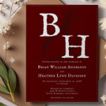 Convites Casamento de Monograma Minimalista Vermelho<br><div class="desc">Convide convidados para o seu próximo casamento com um Convite de Casamento Monograma Minimalista Vermelho. O design de convite apresenta uma fonte de script elegante para os seus monogramas. Personalize com os nomes do noivo e da noiva junto com a data do casamento e a localização. Material adicional disponível com...</div>