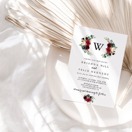 Convites Casamento de Monograma Rustic Burgundy