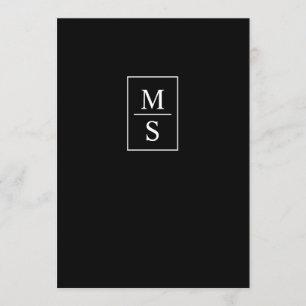 Convites Casamento de Monograma Simples Preto e Branco