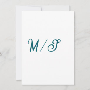 Convites Casamento de monograma turquesa casal nome simples
