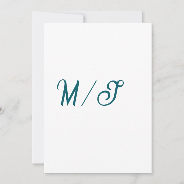 Convites Casamento de monograma turquesa casal nome simples (Frente)