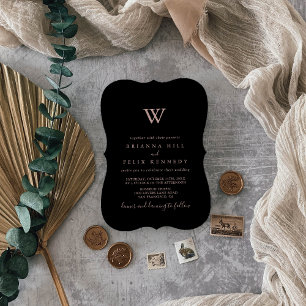 Convites Casamento de Monogramas Minimalista Rosa Dourado 