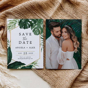 Convites Casamento de Monstera Tropical Salvar a Data