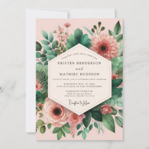 Convites Casamento de Montagem Botânica Rosa Verde