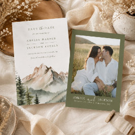 Convites Casamento de Montanha em Aquarela Rústica - Salve 