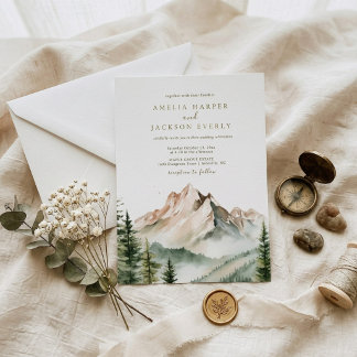 Convites Casamento de Montanha em Arco Boho Aquarela
