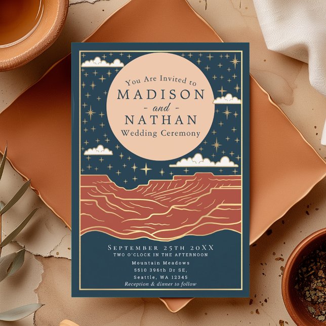 Convites Casamento de Moon do Deserto Moderno (Criador carregado)
